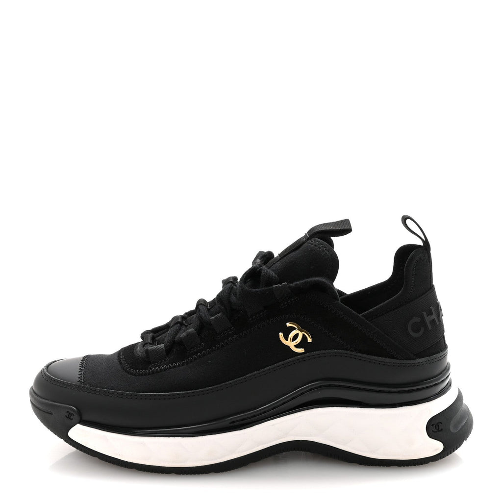 VELVET CALFSKIN MIXED FIBERS CC SNEAKERS BLACK