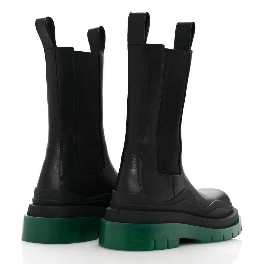 CALFSKIN THE TIRE CHELSEA BOOTS BLACK GREEN