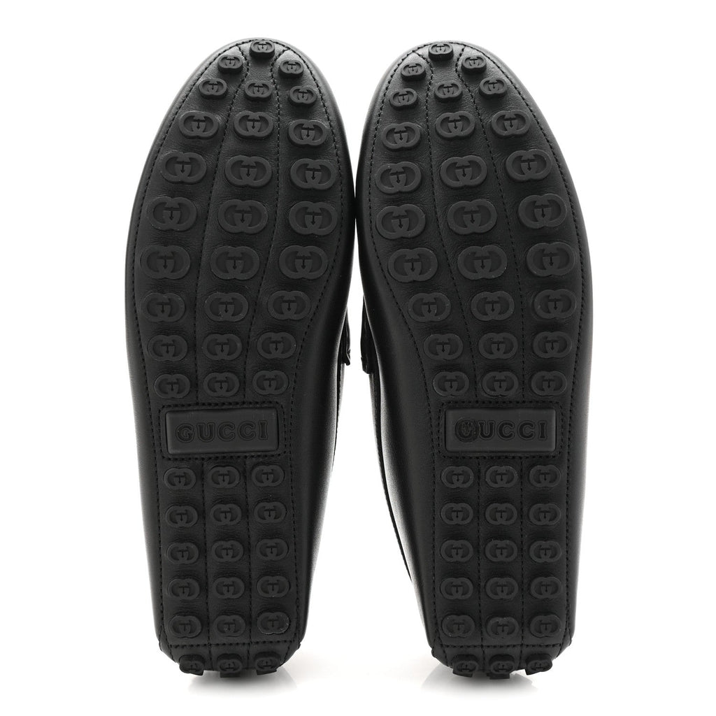 SOFT CLOVE CALFSKIN MENS HORSEBIT DRIVER LOAFERS BLACK
