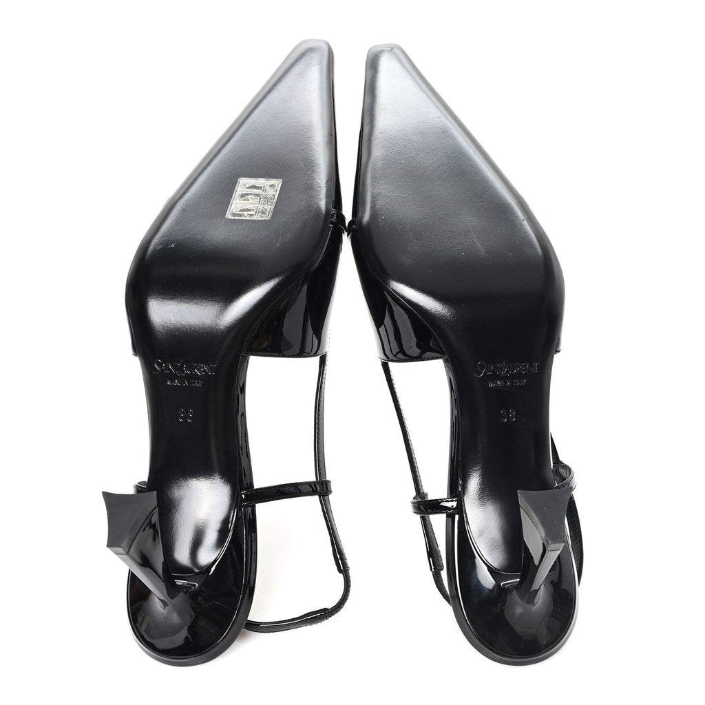 PATENT CALFSKIN JACQUELINE 75 SLINGBACK PUMPS BLACK