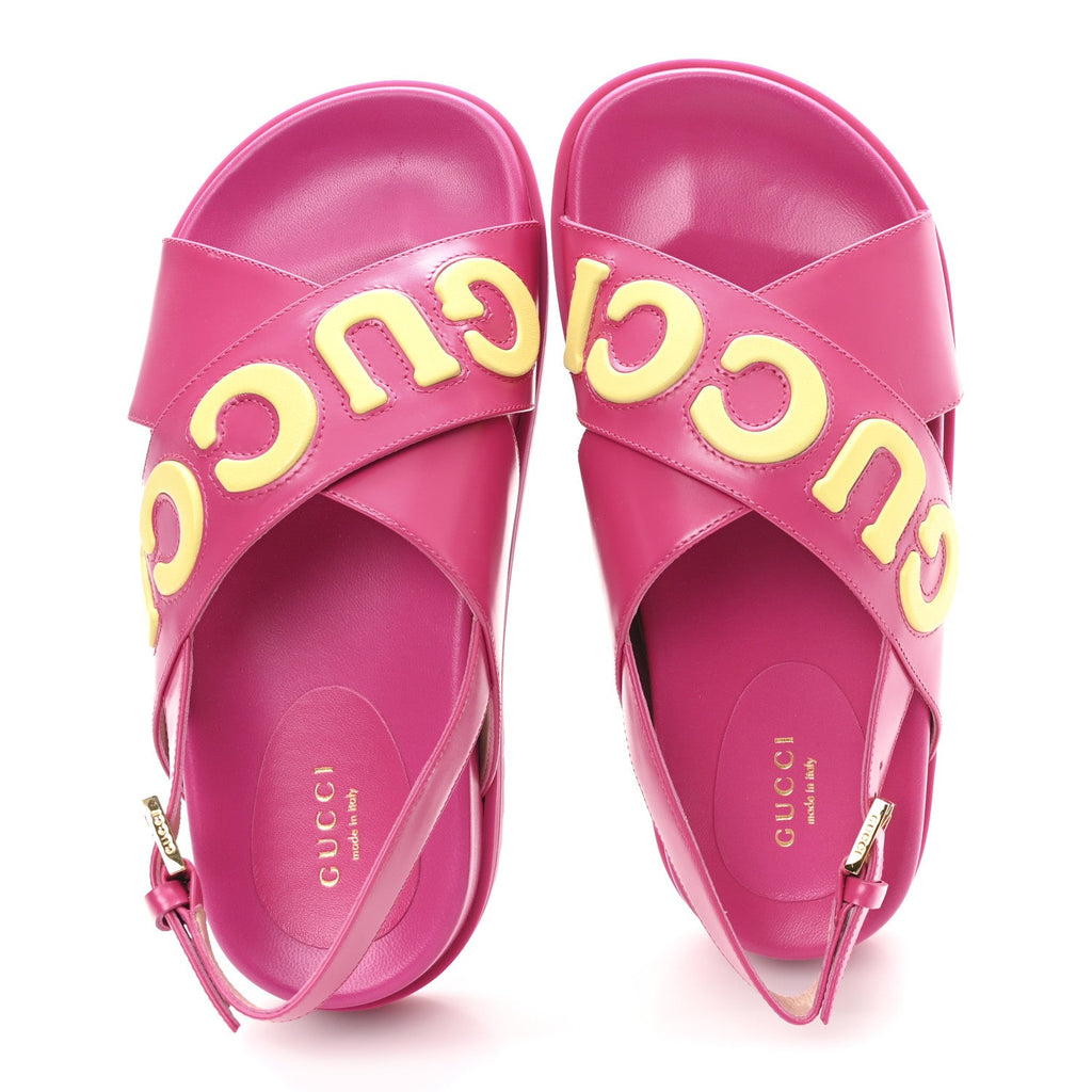CALFSKIN ELIZABETH NAPPA CHARLOTTE LOGO SLINGBACK SANDALS FANCY FUCHSIA