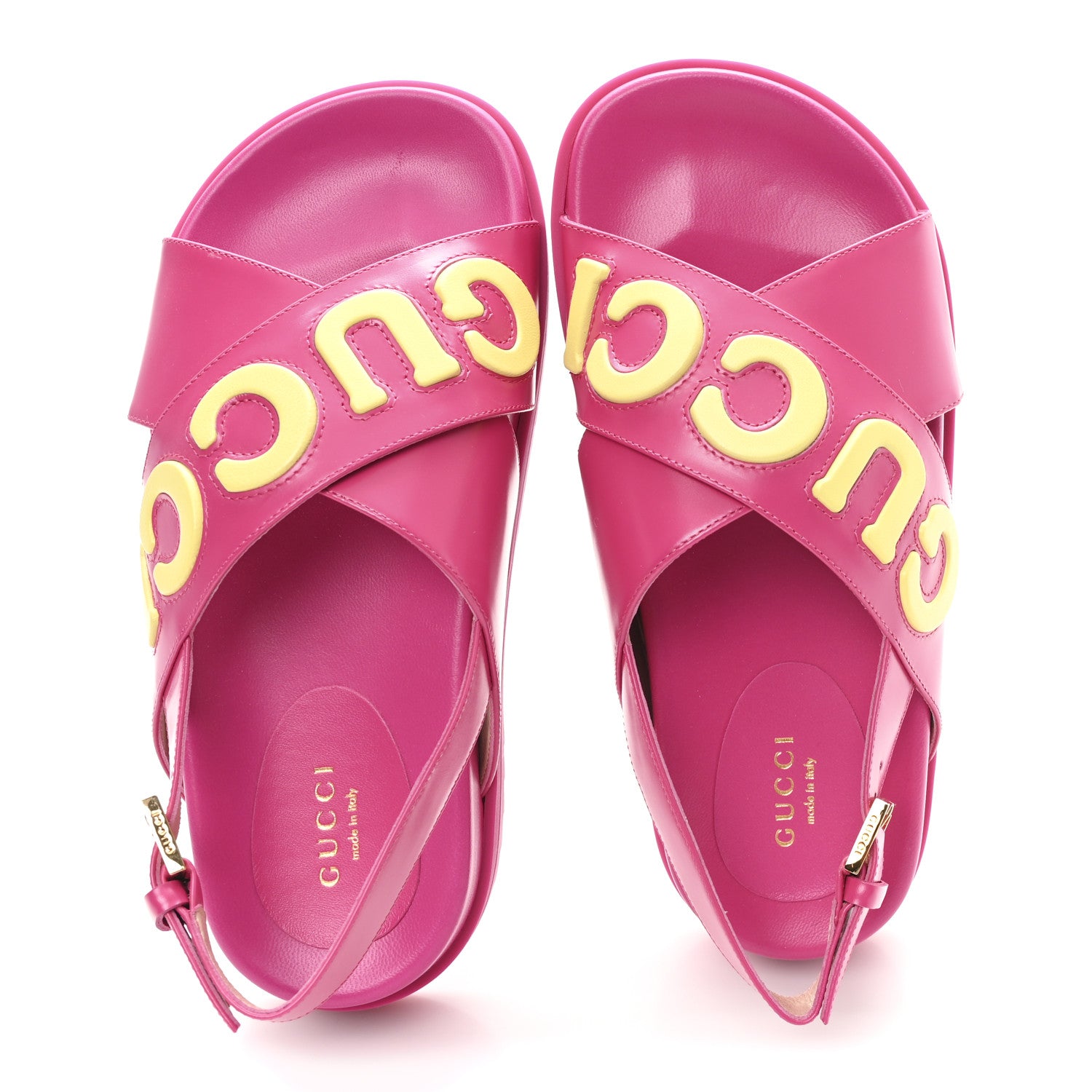 CALFSKIN ELIZABETH NAPPA CHARLOTTE LOGO SLINGBACK SANDALS FANCY FUCHSIA