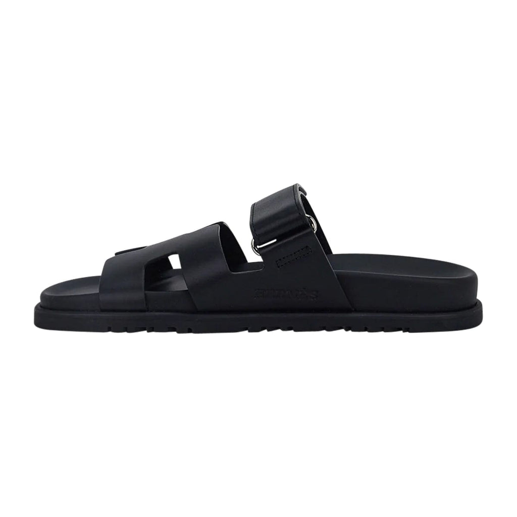 HERMÈS CHYPRE SANDAL IN BLACK CALFSKIN