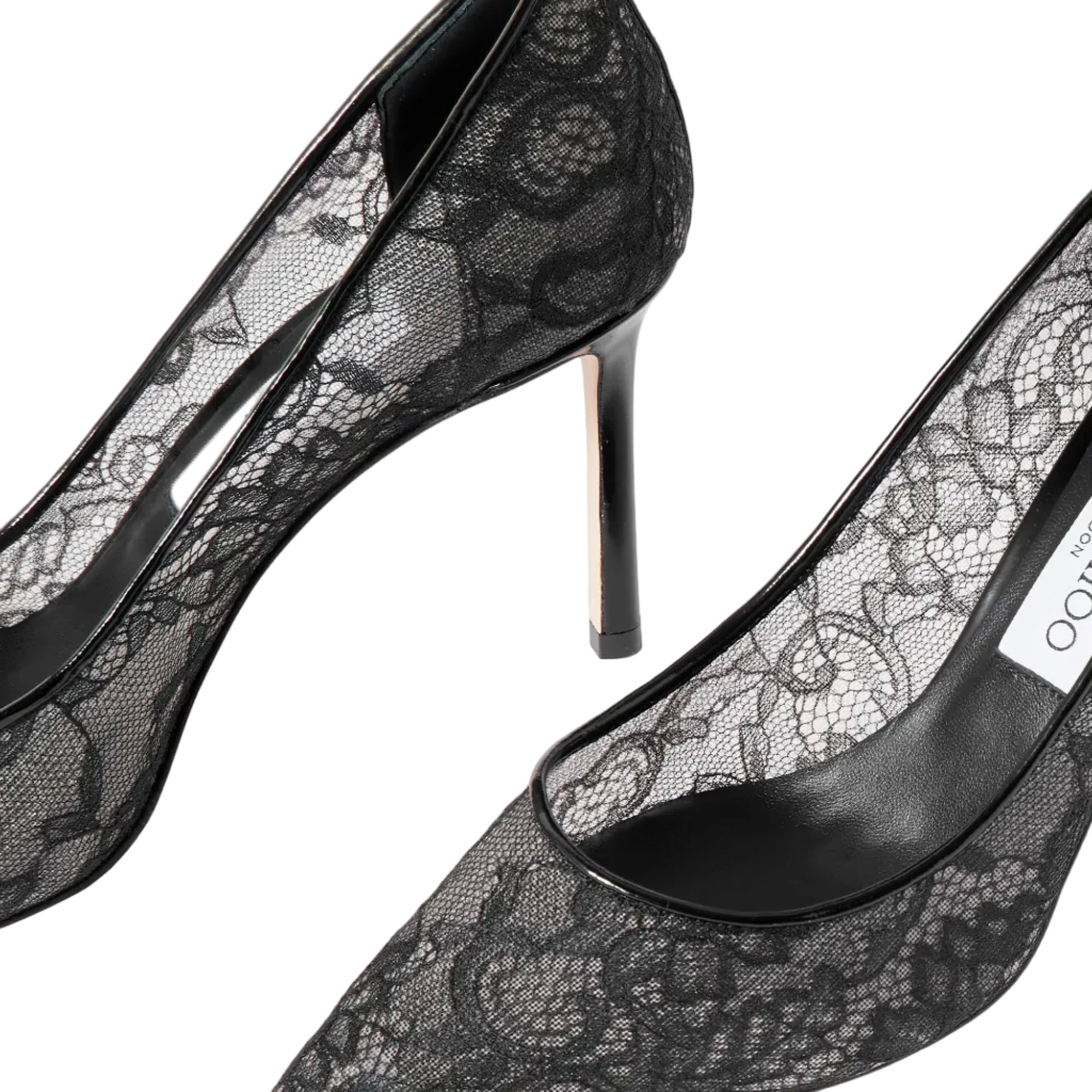 JIMMY CHOO 85 LEATHER-TRIMMED LACE PUMPS