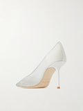 JIMMY CHOO LOVE 85 CRYSTAL-EMBELLISHED LEATHER-TRIMMED MESH PUMPS WHITE