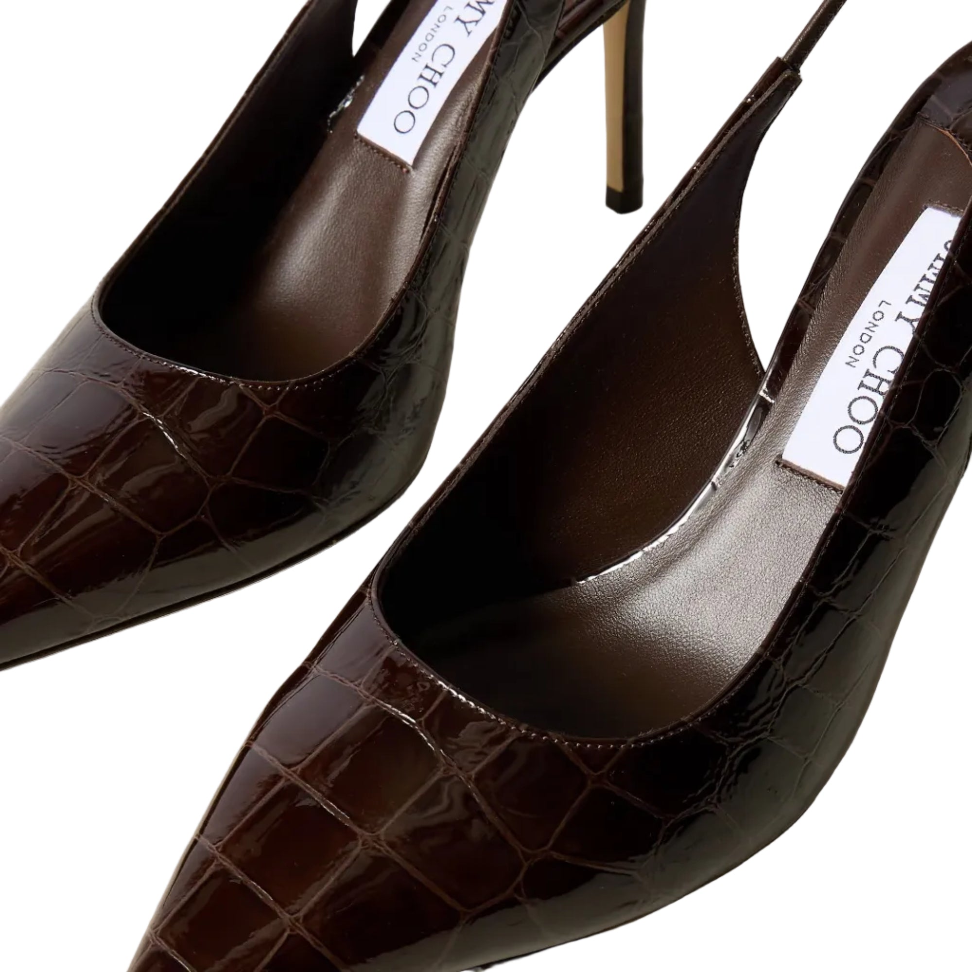 JIMMY CHOO LOVE 85 CROC-EFFECT LEATHER SLINGBACK PUMPS