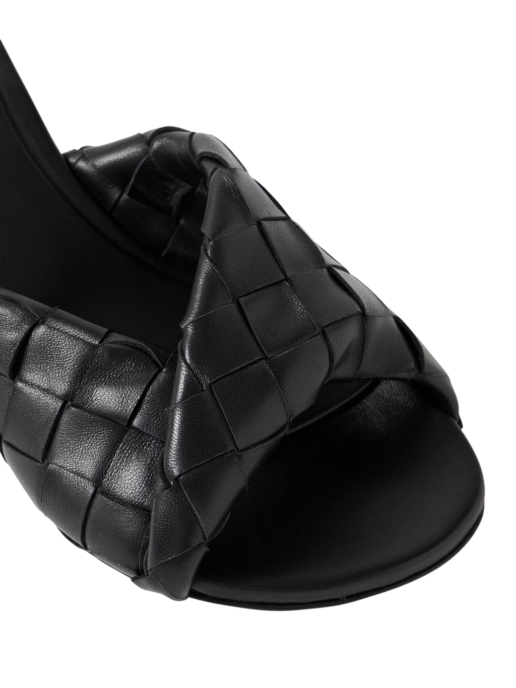 BOTTEGA VENETA BLINK TWISTED INTRECCIATO LEATHER MULES BLACK