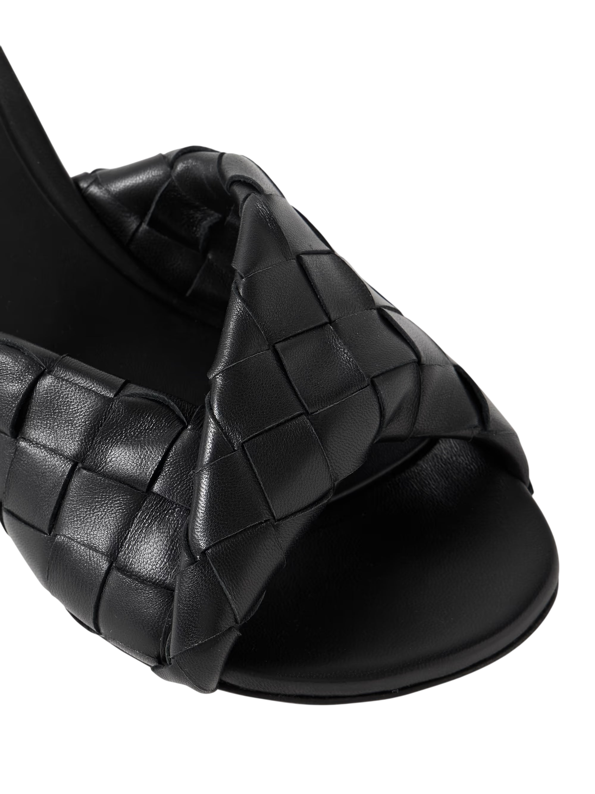 BOTTEGA VENETA BLINK TWISTED INTRECCIATO LEATHER MULES BLACK