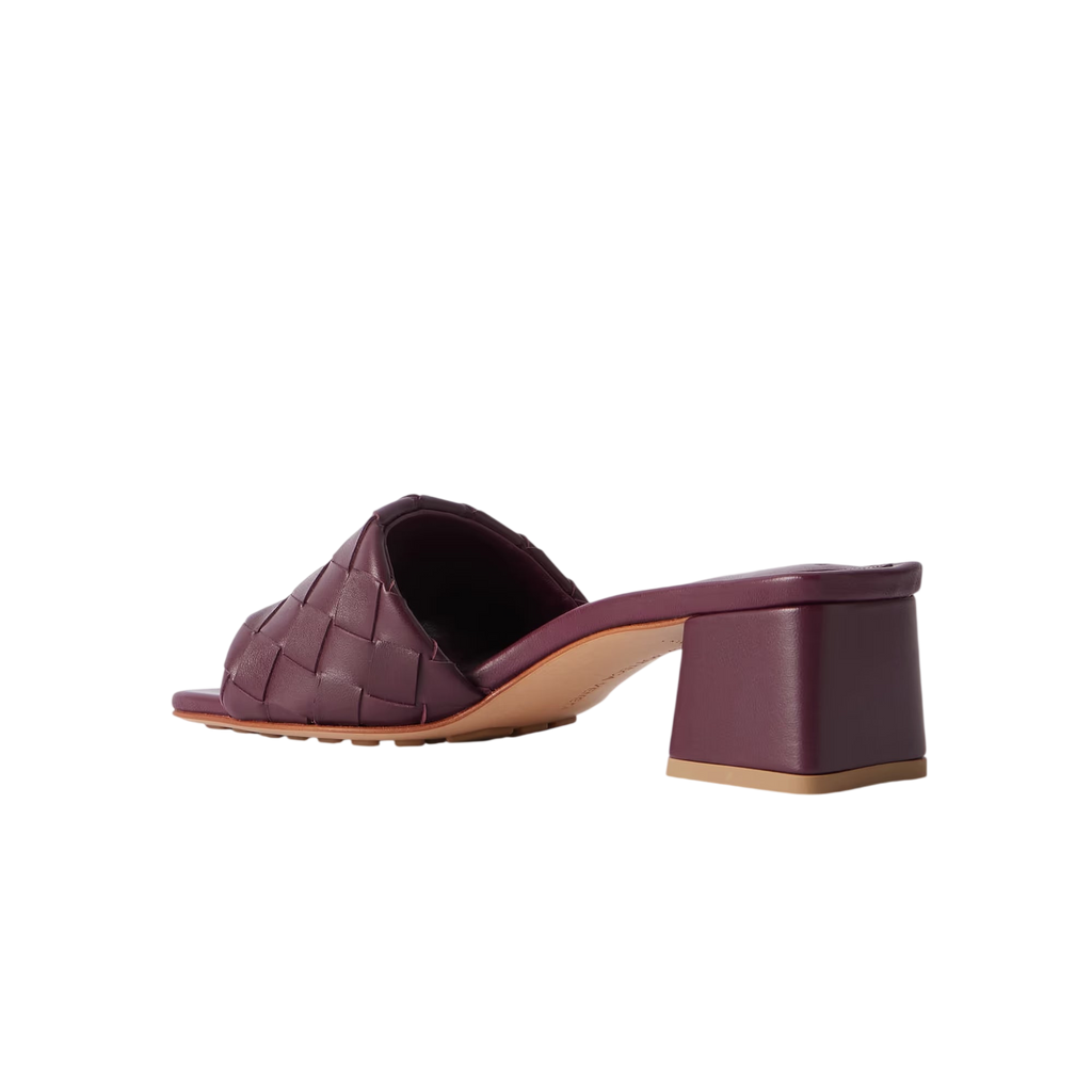BOTTEGA VENETA RIVA INTRECCIATO LEATHER MULES RED