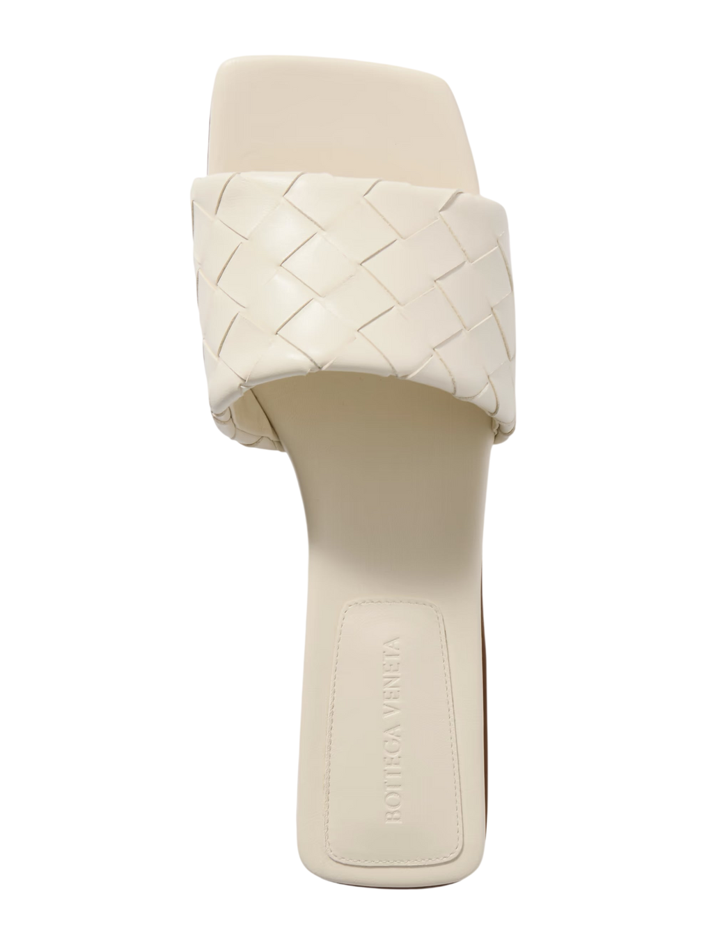 BOTTEGA VENETA RIVA INTRECCIATO LEATHER SLIDES OFF WHITE
