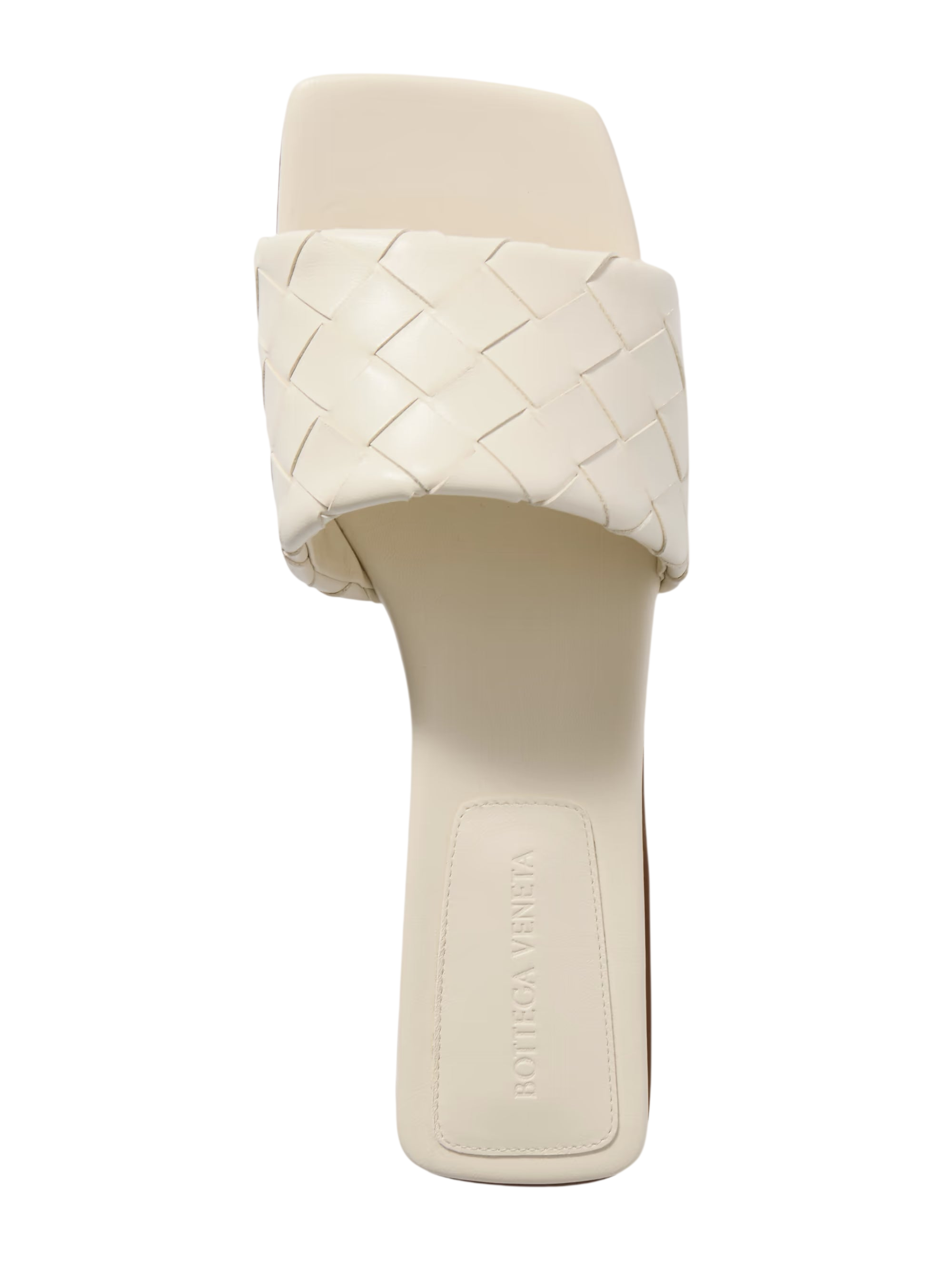BOTTEGA VENETA RIVA INTRECCIATO LEATHER SLIDES OFF WHITE