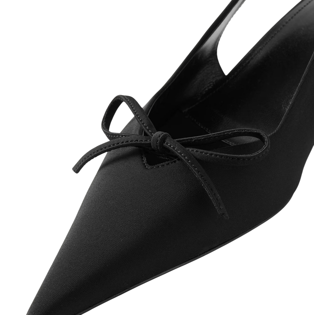 BALENCIAGA KNIFE BOW-EMBELLISHED TWILL SLINGBACK PUMPS