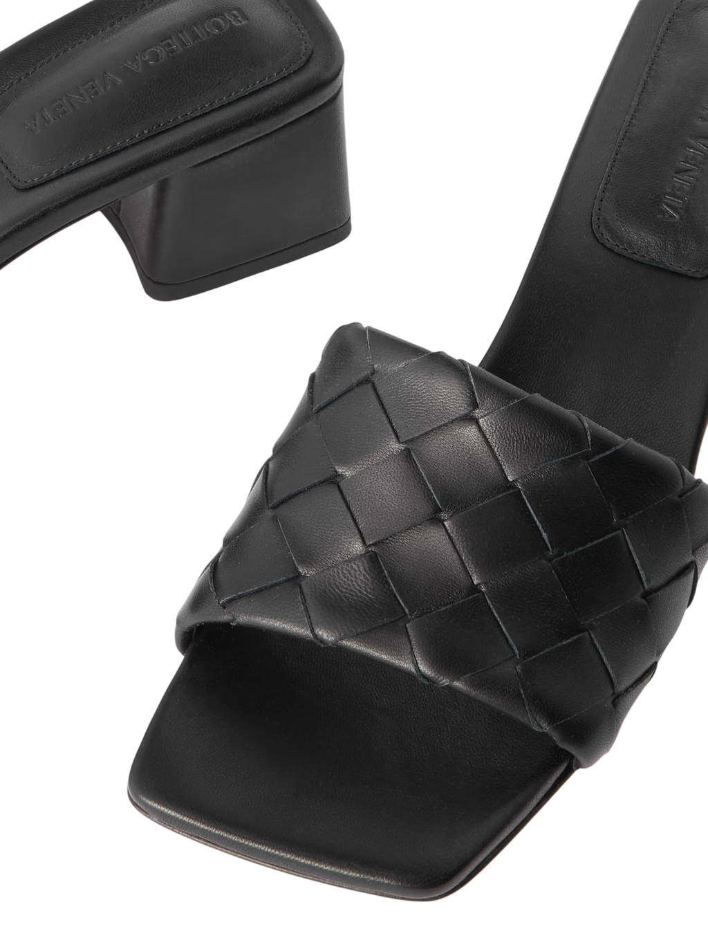 BOTTEGA VENETA RIVA INTRECCIATO LEATHER MULES BLACK