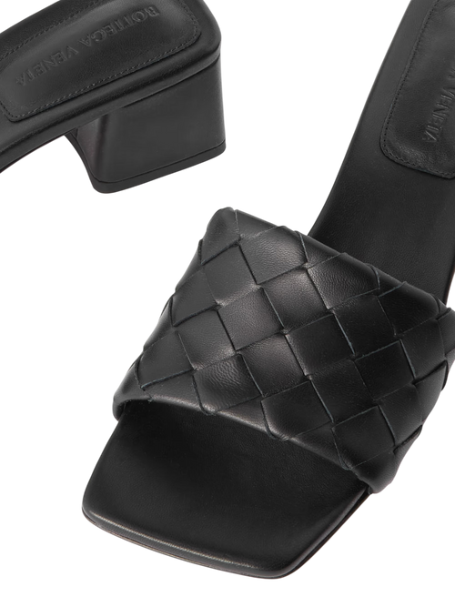 BOTTEGA VENETA RIVA INTRECCIATO LEATHER MULES BLACK