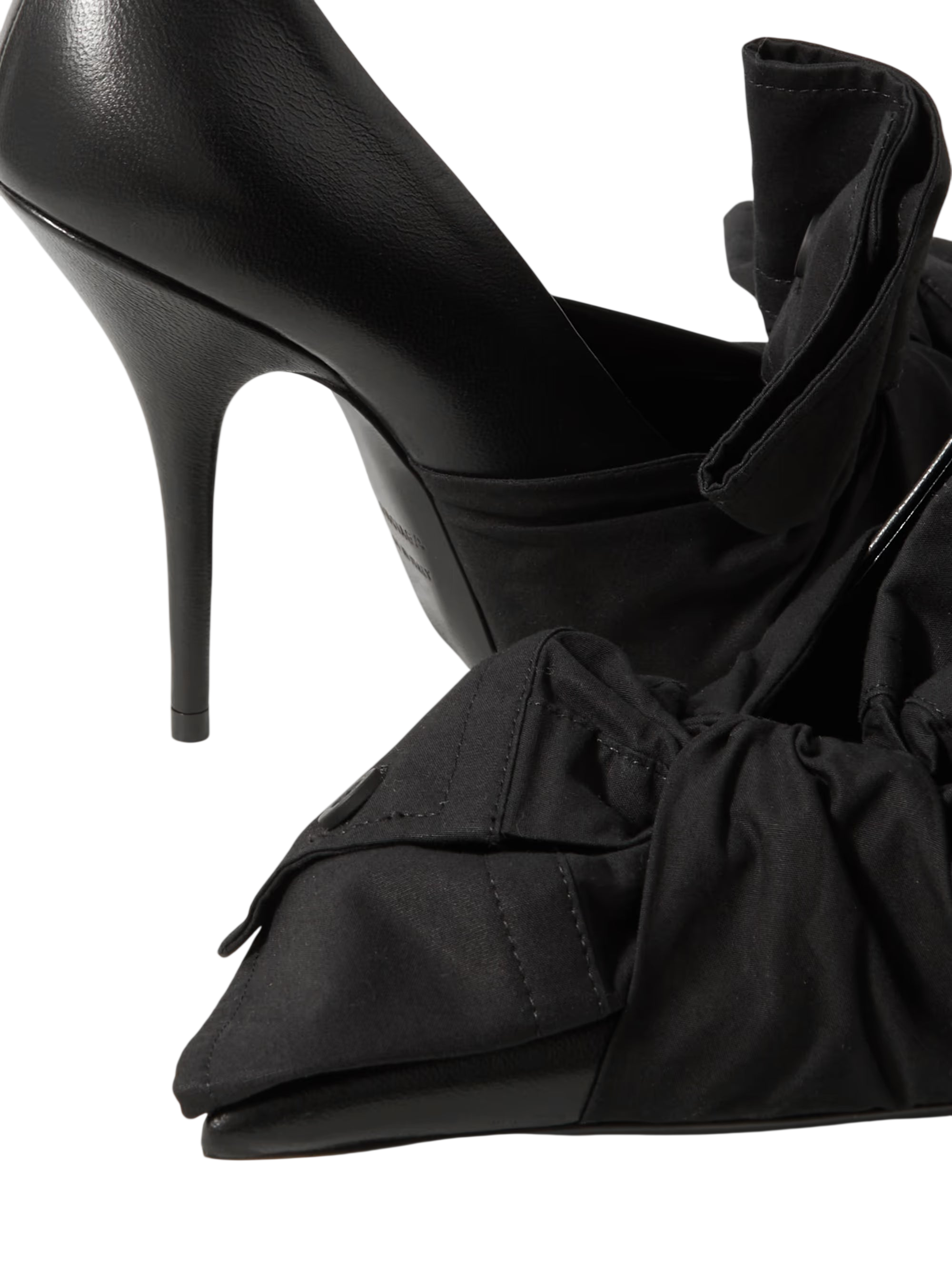 BALENCIAGA POPLIN-TRIMMED LEATHER PUMPS
