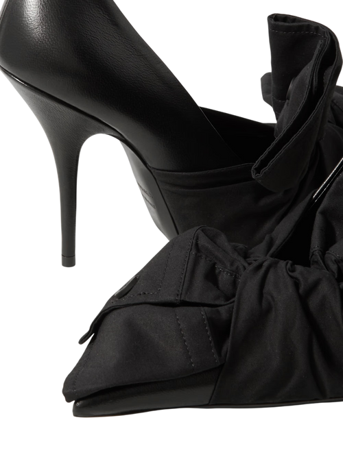 BALENCIAGA POPLIN-TRIMMED LEATHER PUMPS