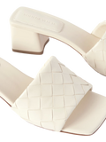 BOTTEGA VENETA RIVA INTRECCIATO LEATHER MULES OFF WHITE