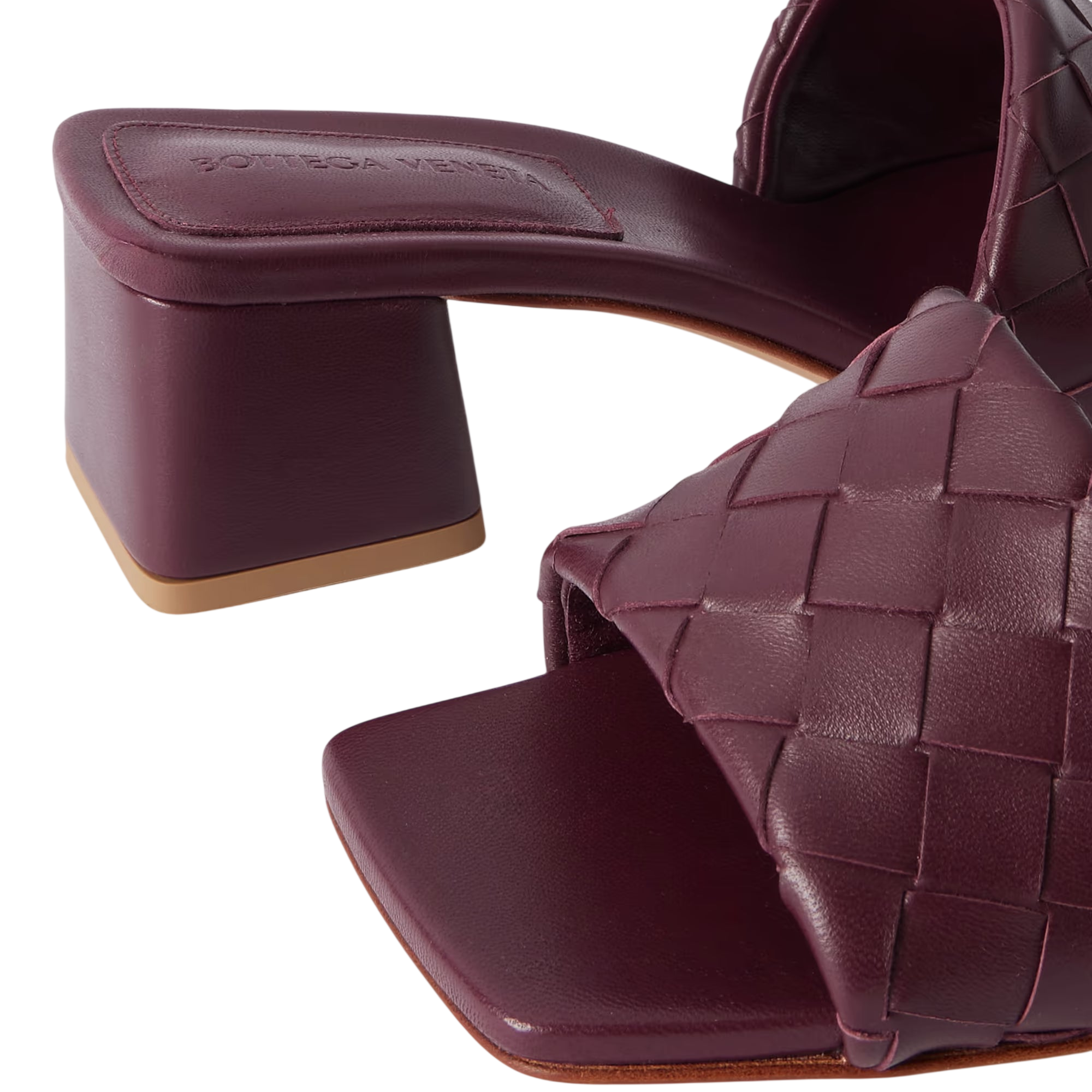 BOTTEGA VENETA RIVA INTRECCIATO LEATHER MULES RED