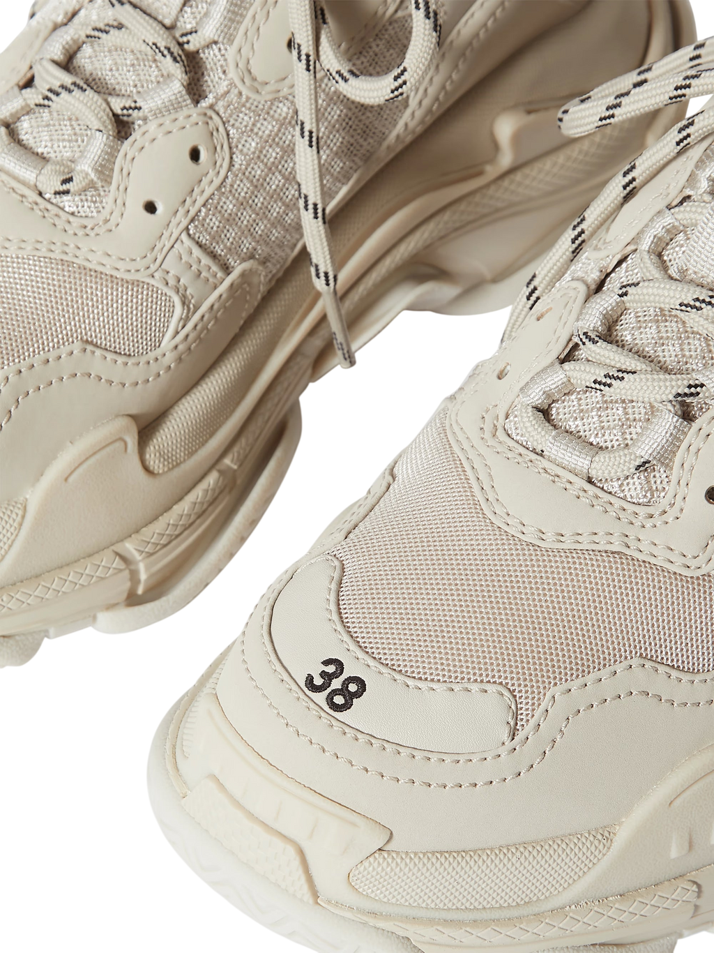 BALENCIAGA TRIPLE S LOGO-EMBROIDED LEATHER, NUBUCK AND MESH SNEAKERS