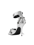 BALENCIAGA CAGOLE EMBELLISHED METALLIC CRINKLED-LEATHER SANDALS