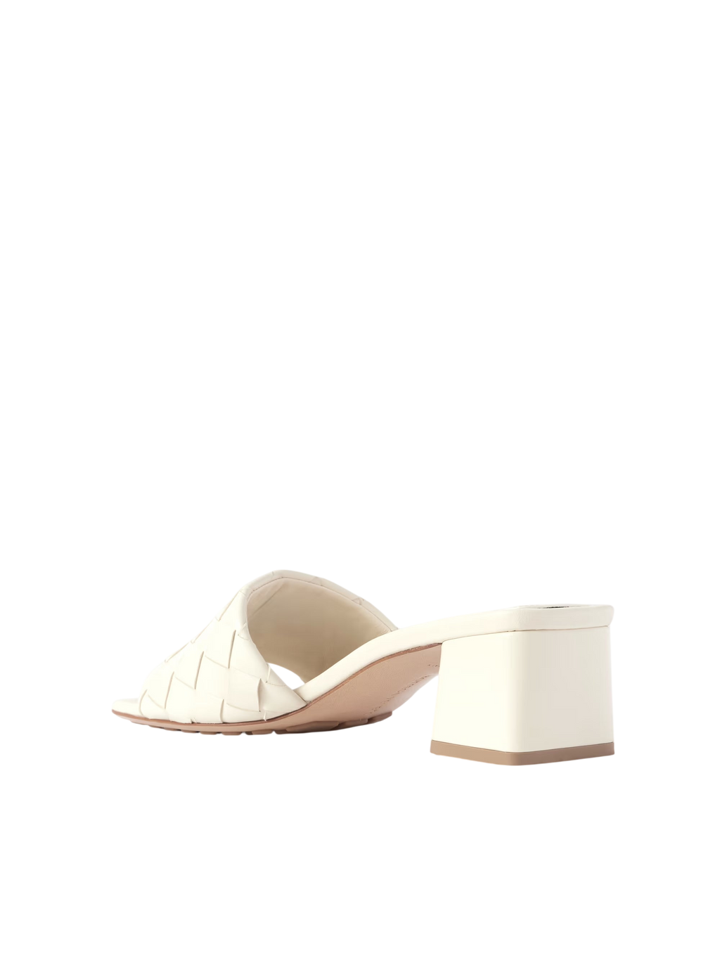 BOTTEGA VENETA RIVA INTRECCIATO LEATHER MULES OFF WHITE