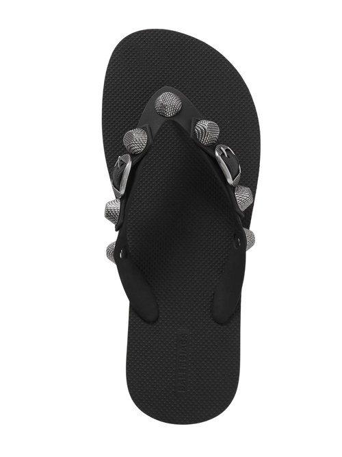 BALENCIAGA CAGOLE EMBELLISHED RUBBER FLIP FLOPS