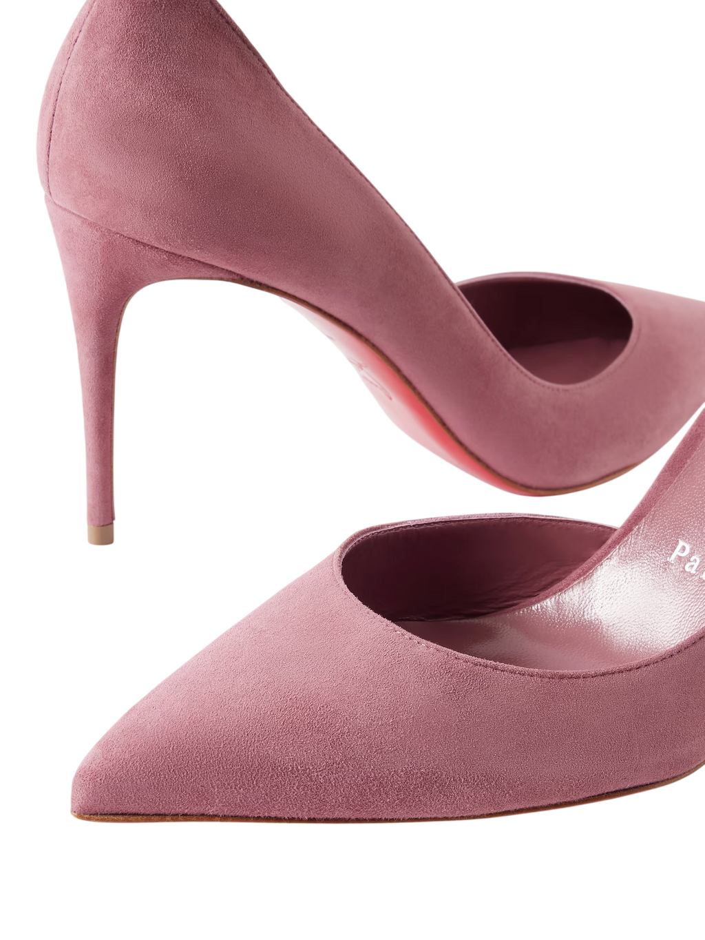 CHRISTIAN LOUBOUTIN IRIZA 85 SUEDE PUMPS ANTIQUE ROSE