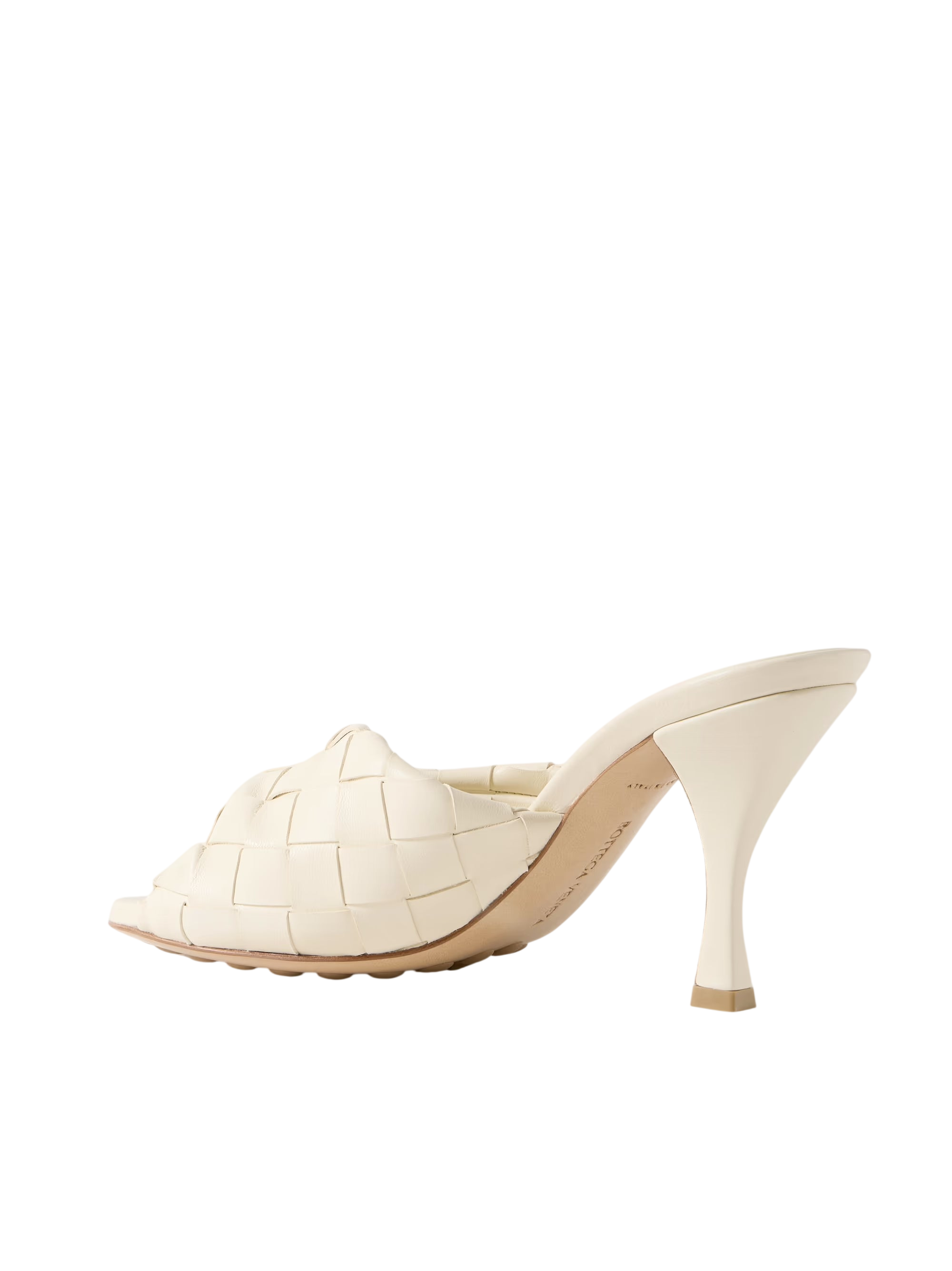 BOTTEGA VENETA BLINK TWISTED INTRECCIATO LEATHER MULES CREAM