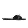 BALENCIAGA CAGOLE EMBELLISHED TEXTURED-LEATHER SANDALS
