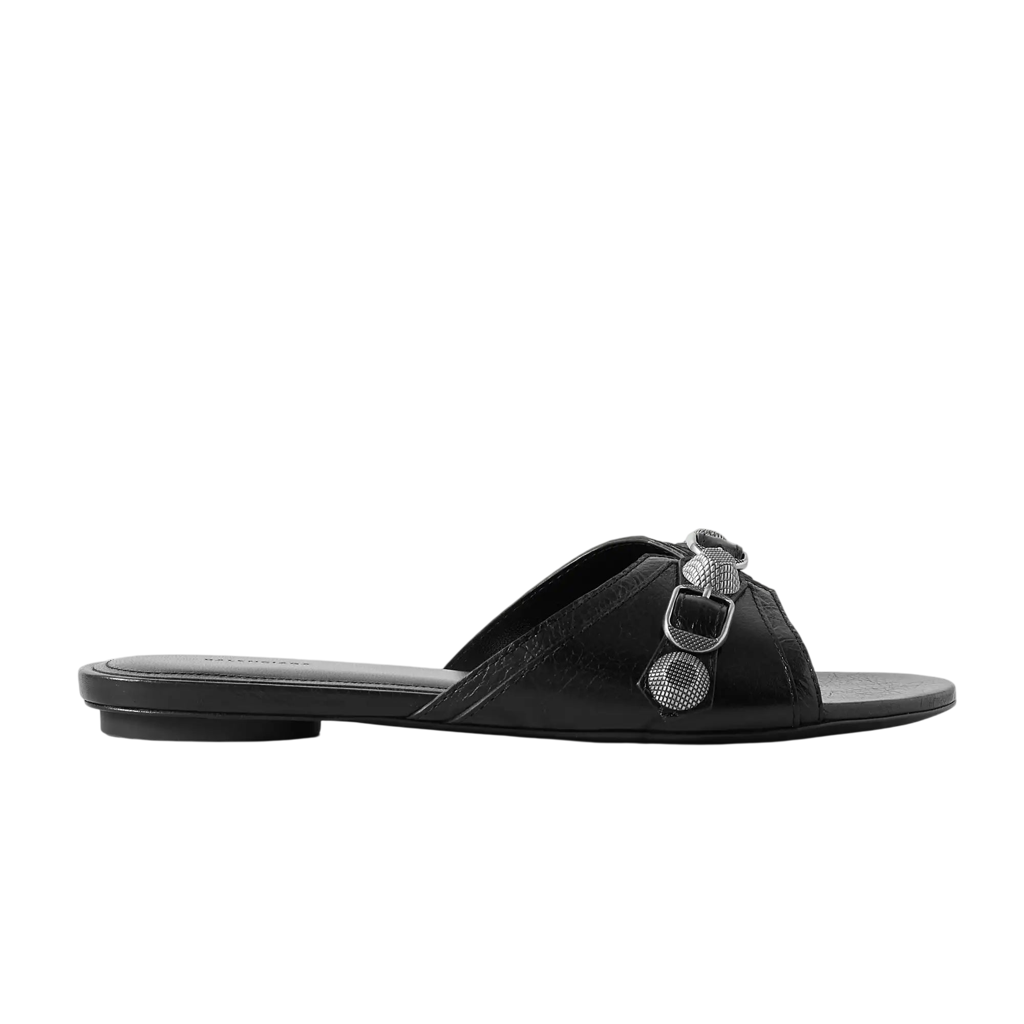 BALENCIAGA CAGOLE EMBELLISHED TEXTURED-LEATHER SANDALS