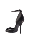BALENCIAGA AVENUE PALAZZO CRYSTAL-EMBELLISHED BOW-DETAILED SATIN SANDALS
