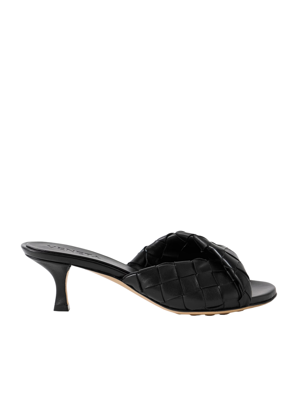 BOTTEGA VENETA BLINK TWISTED INTRECCIATO LEATHER MULES BLACK