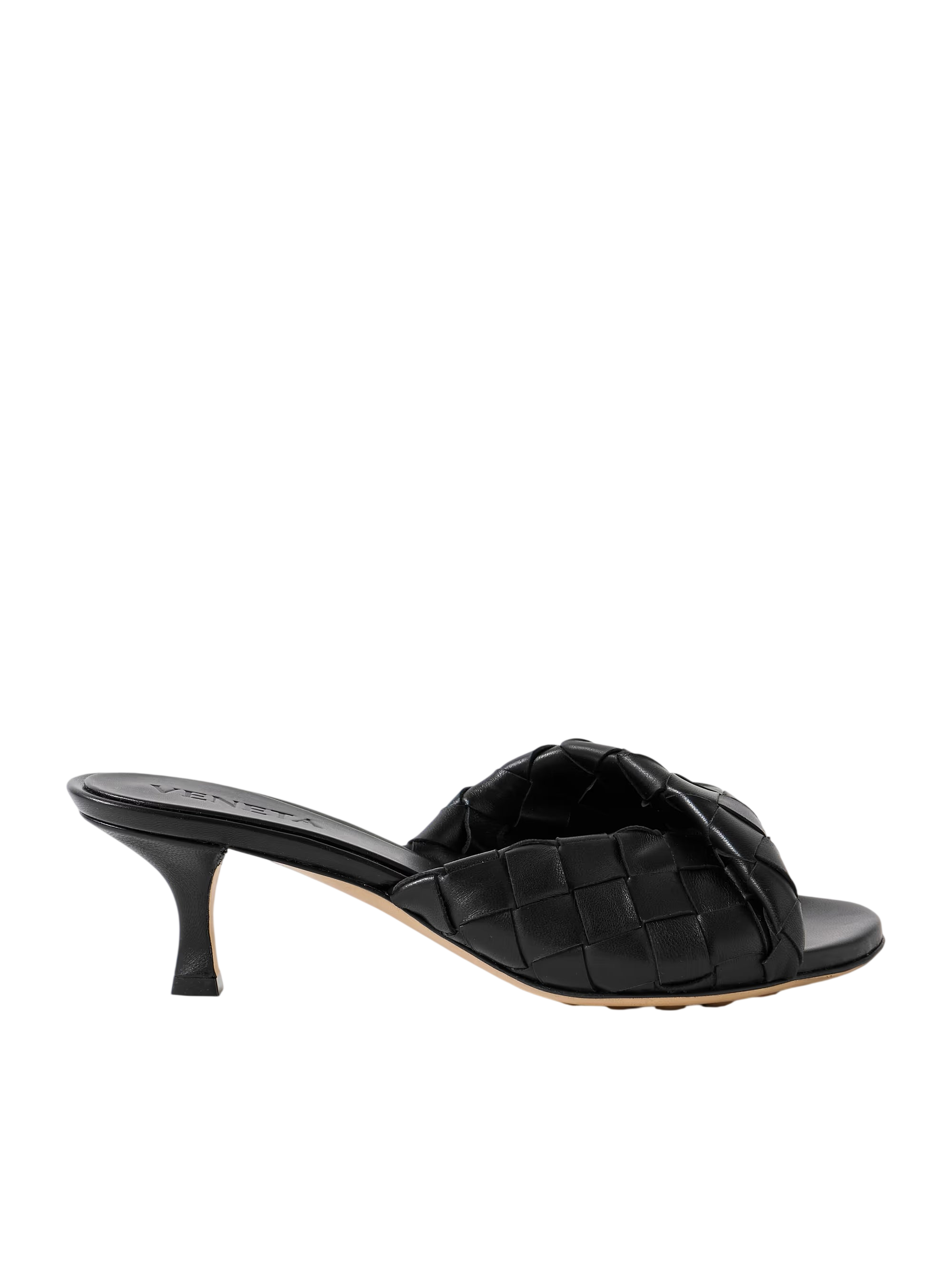 BOTTEGA VENETA BLINK TWISTED INTRECCIATO LEATHER MULES BLACK