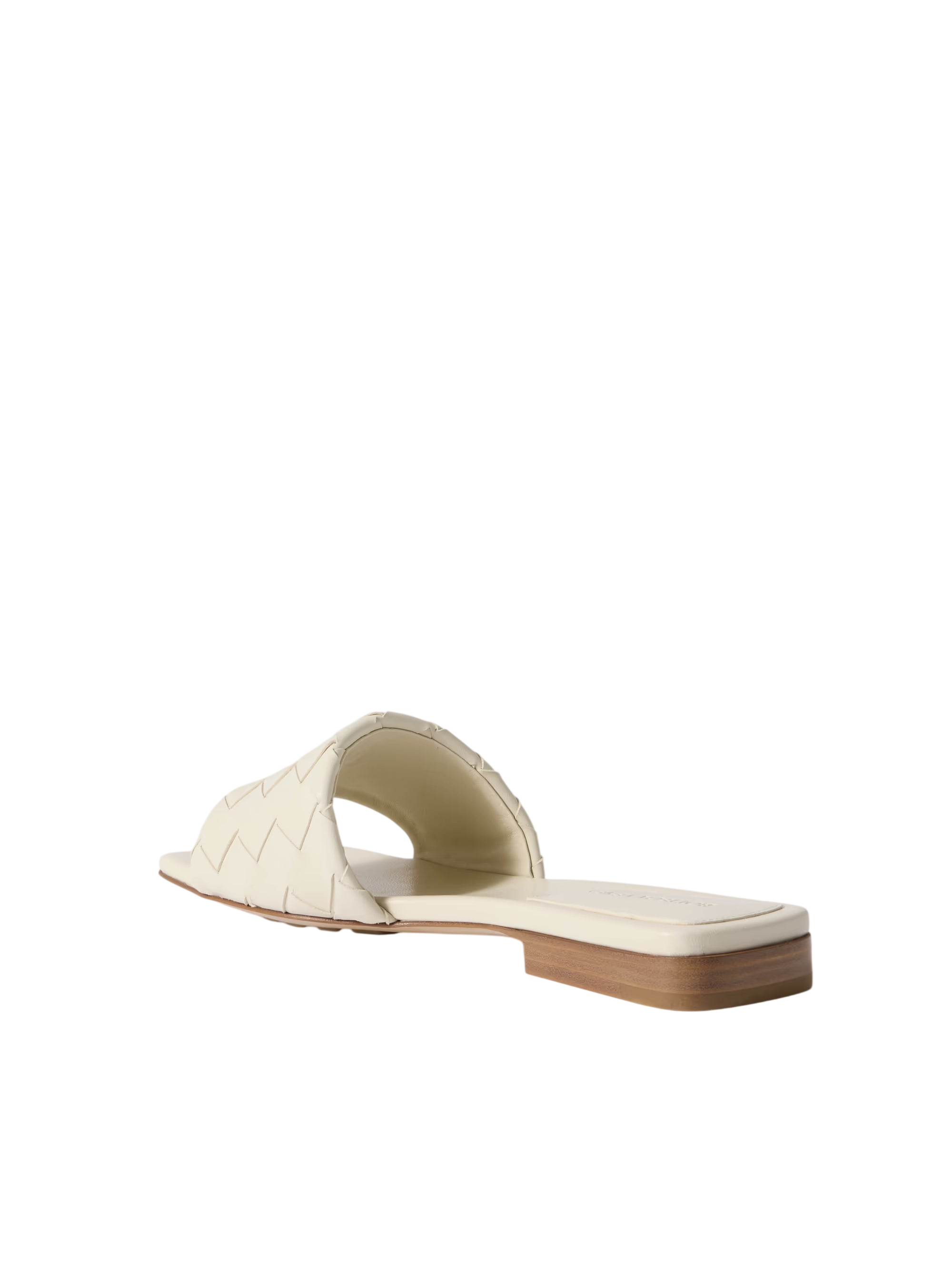 BOTTEGA VENETA RIVA INTRECCIATO LEATHER SLIDES OFF WHITE