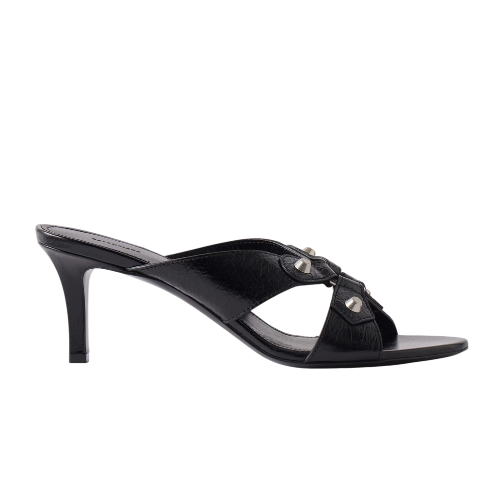 BALENCIAGA EMBELLISHED CRINKLED-LEATHER SANDALS