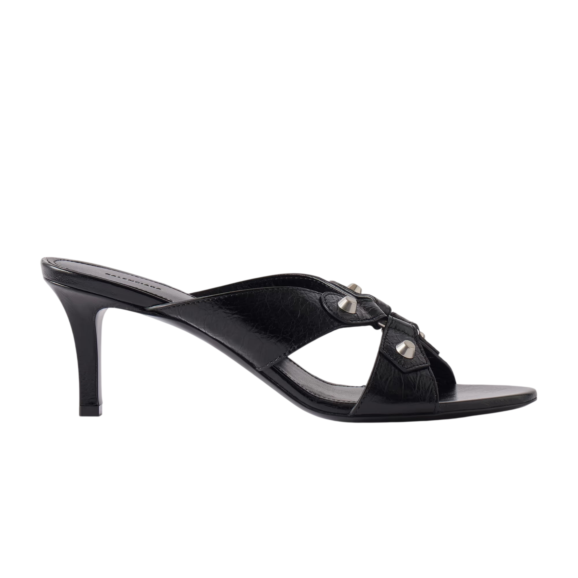 BALENCIAGA EMBELLISHED CRINKLED-LEATHER SANDALS