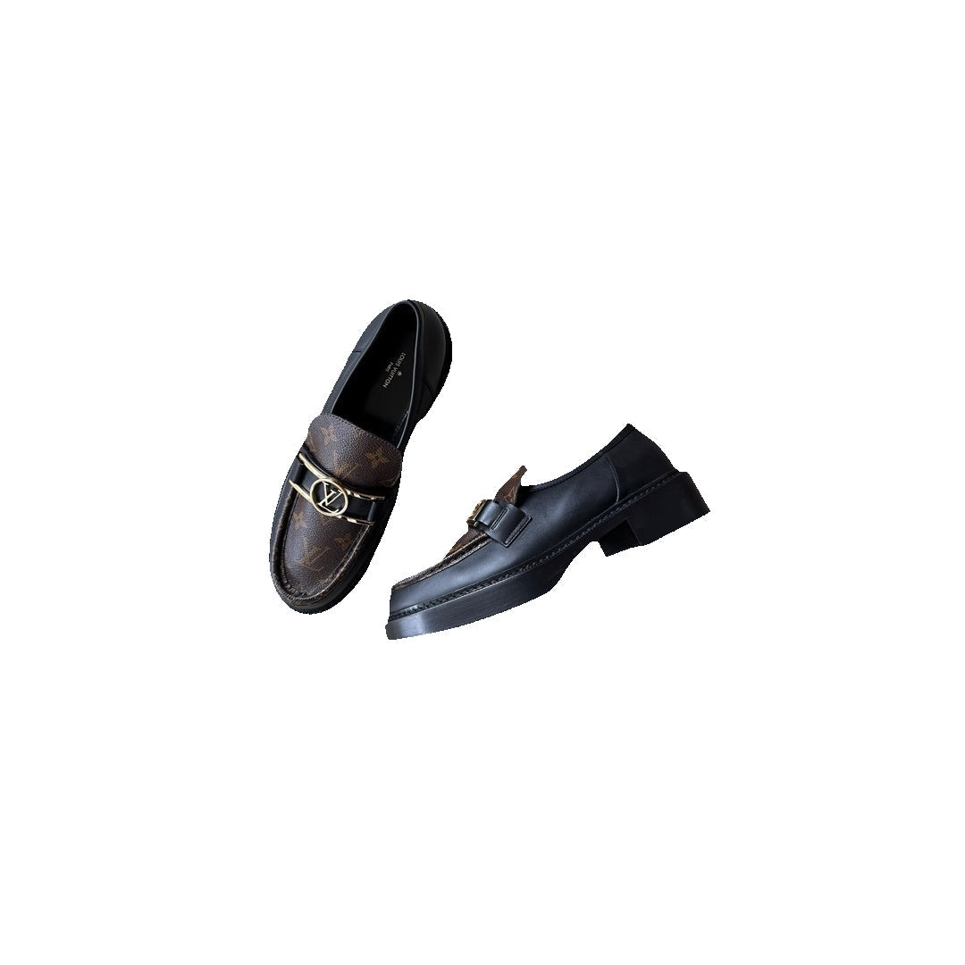 LOUIS VUITTON WOMEN'S ACADEMY LOAFERS SINCE MONOGRAM JACQUARD BLACK