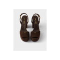 PRADA LOGO-PLAQUE SUEDE PLATFORM SANDALS BROWN