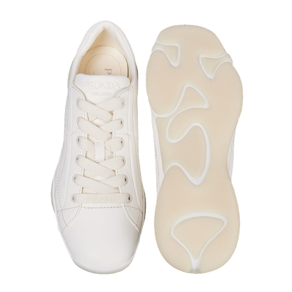 PRADA COURT LEATHER SNEAKERS NATURAL