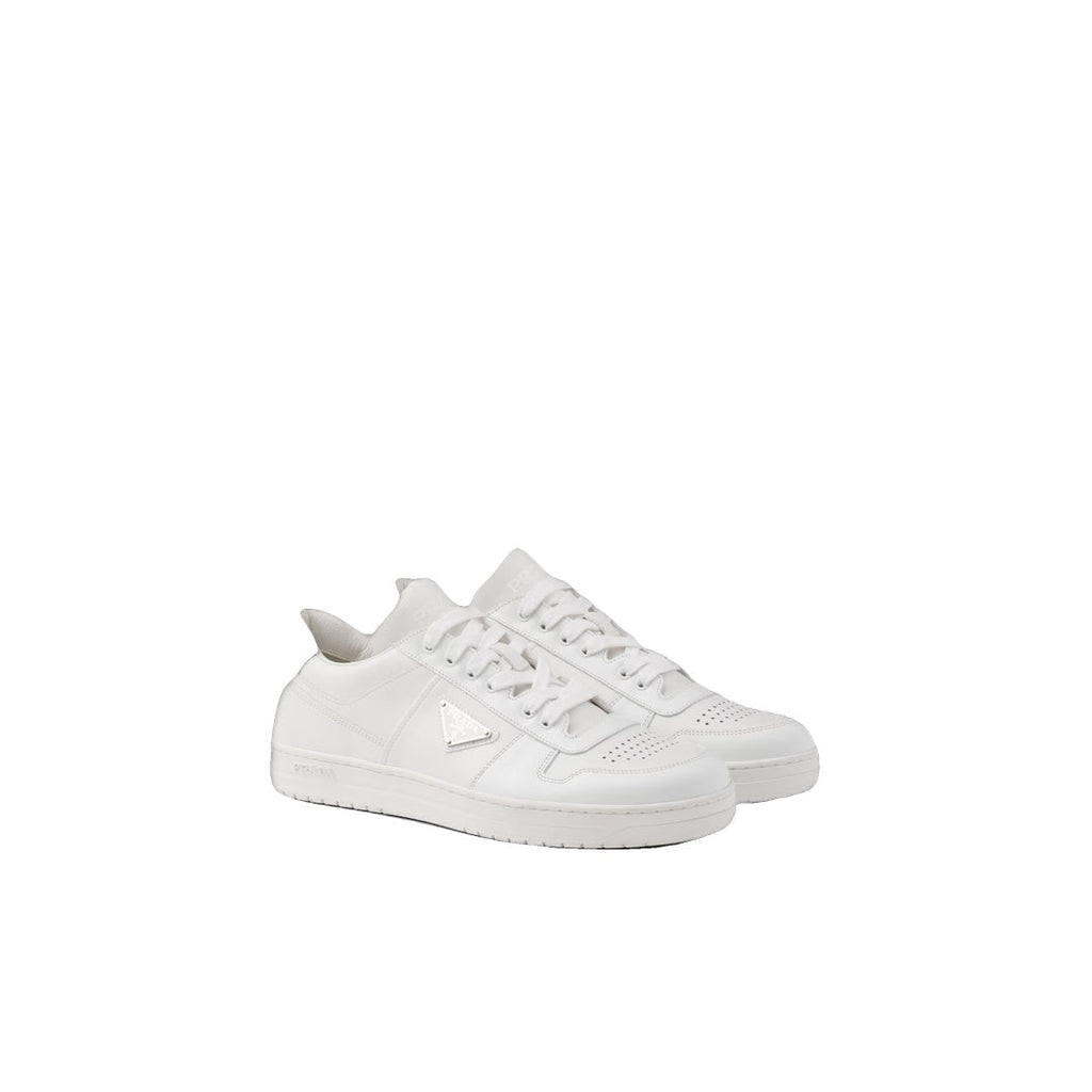 PRADA LEATHER AND FABRIC SNEAKERS WITH TWO TONES WHITE