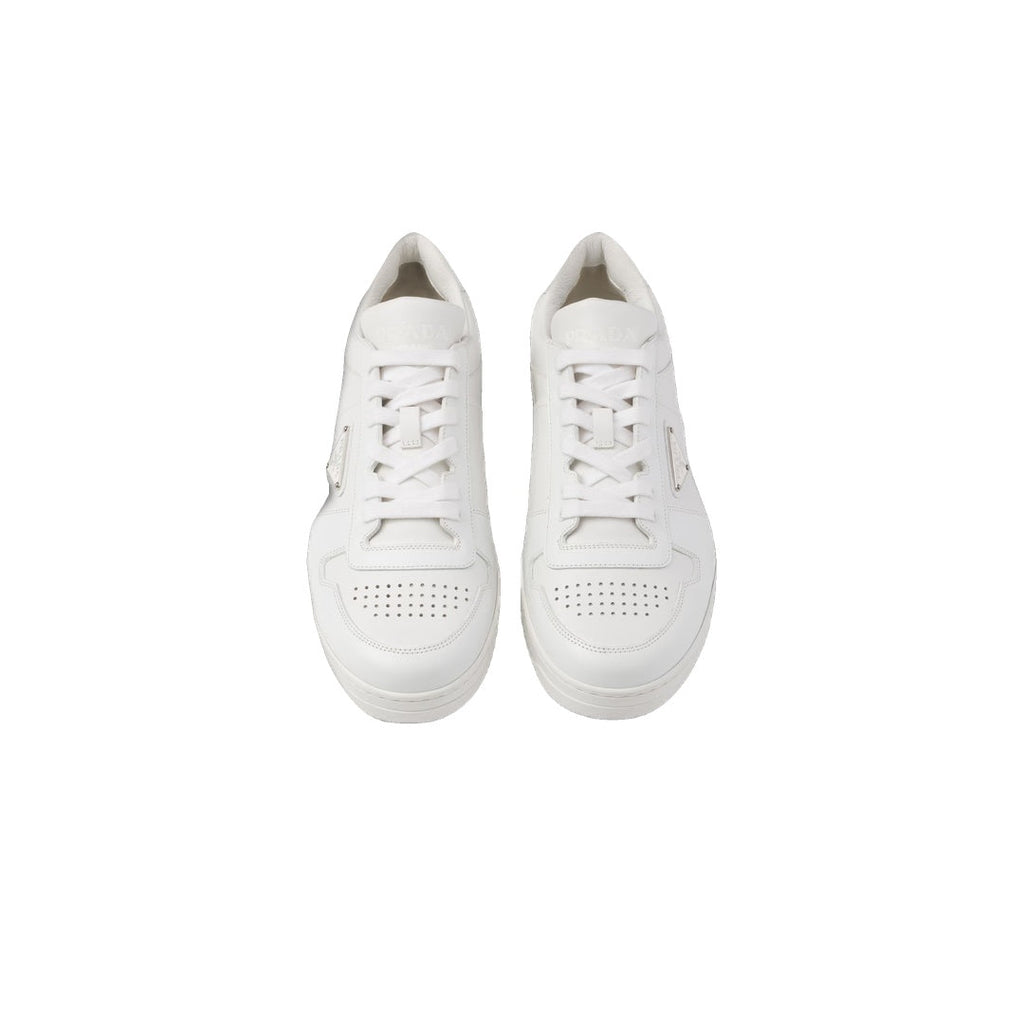 PRADA LEATHER AND FABRIC SNEAKERS WITH TWO TONES WHITE