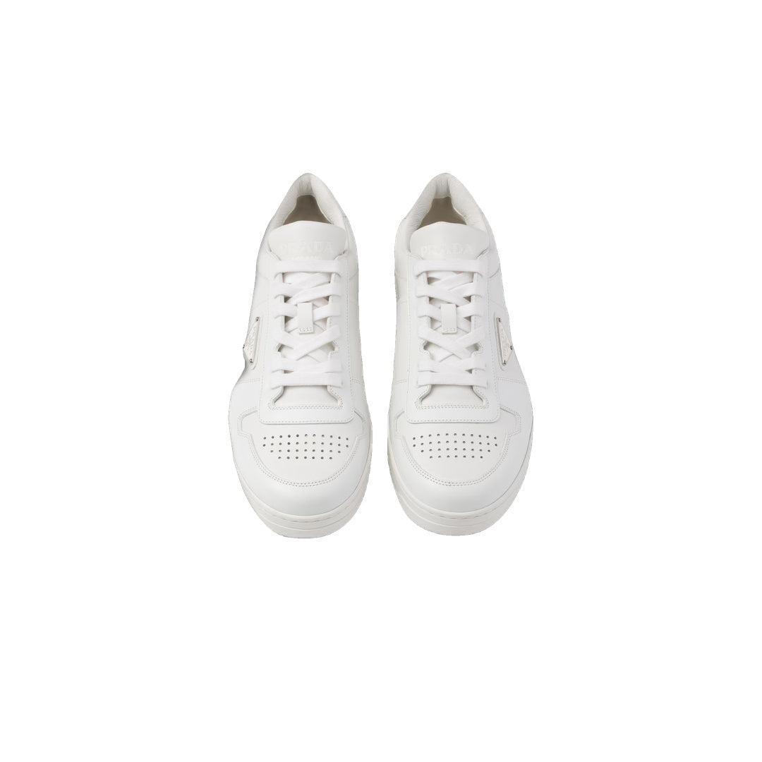 PRADA LEATHER AND FABRIC SNEAKERS WITH TWO TONES WHITE