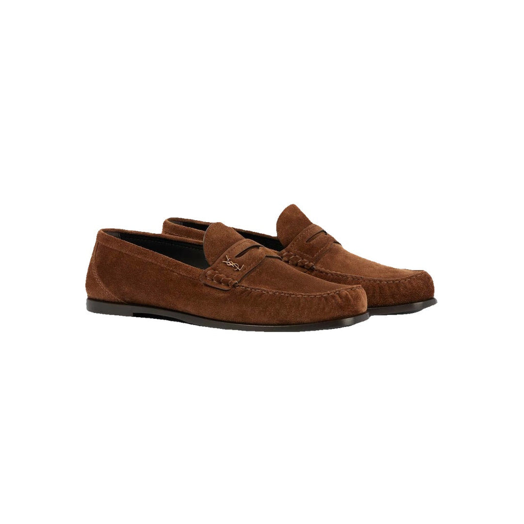 SAINT LAURENT CASSANDRE-DETAIL LOAFERS TAN