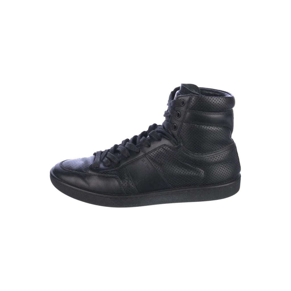 SAINT LAURENT LEATHER PANEL SNEAKERS BLACK