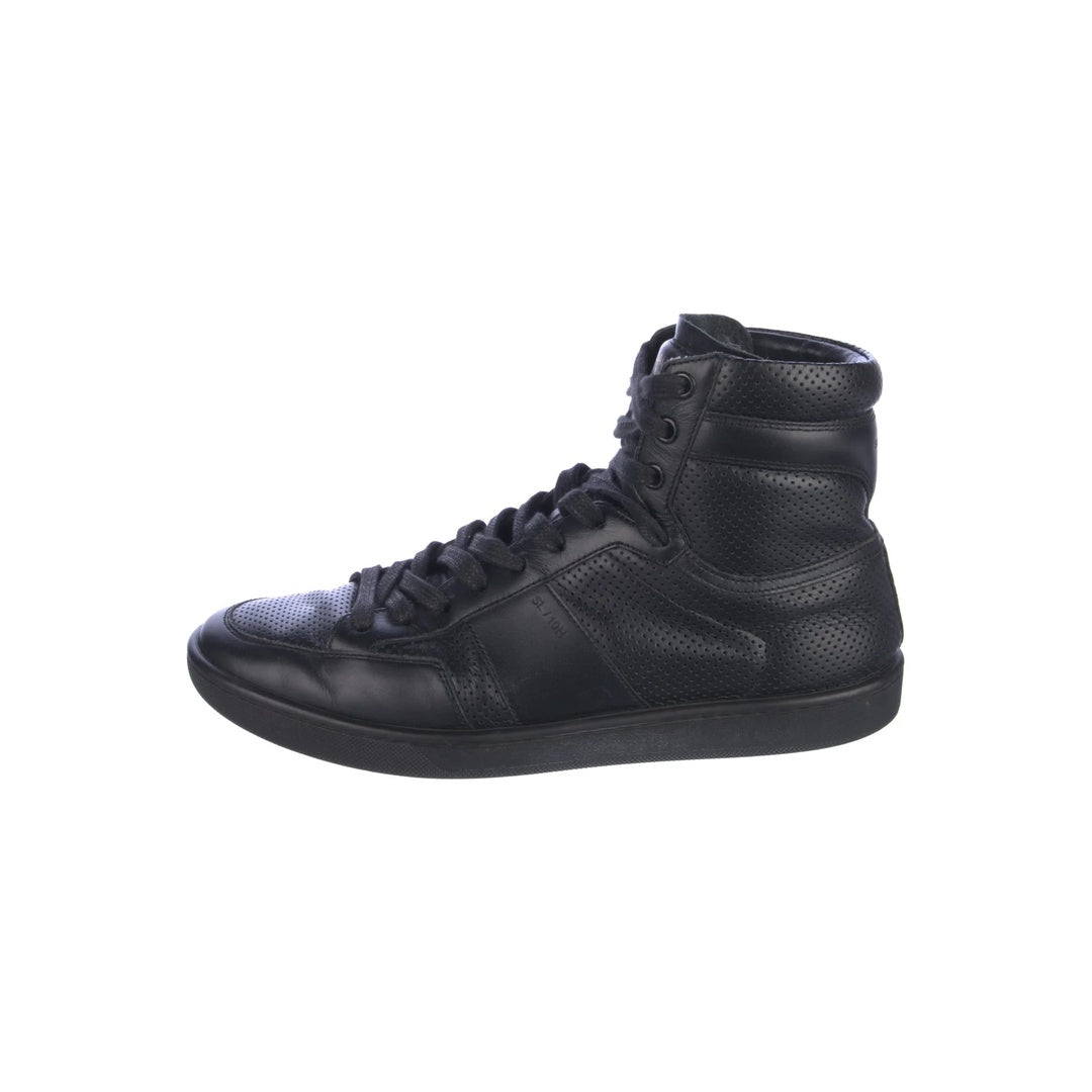 SAINT LAURENT LEATHER PANEL SNEAKERS BLACK