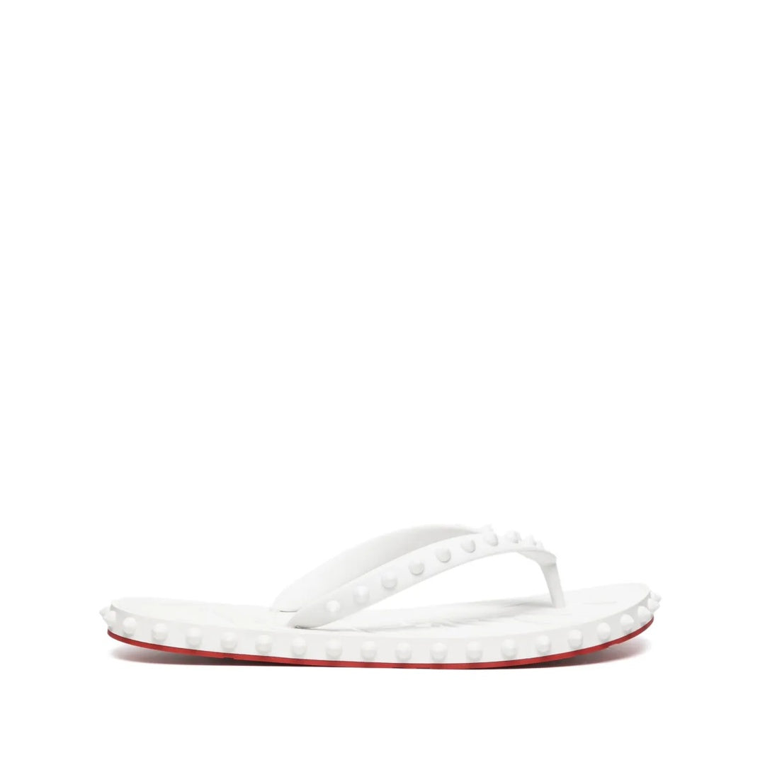 CHRISTIAN LOUBOUTIN LOUBI DONNA SPIKE FLIP FLOPS WHITE