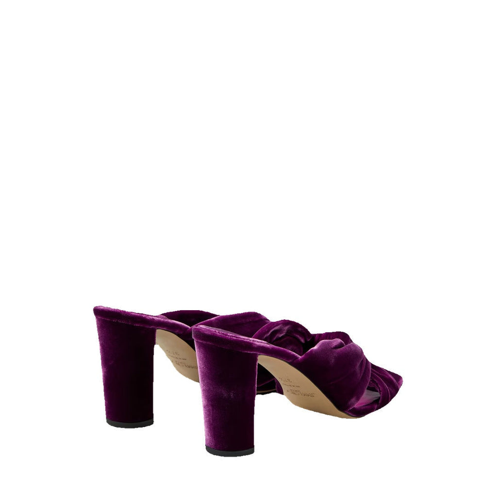 JIMMY CHOO EMERISTONE SUEDE HEELED MULES PURPLE