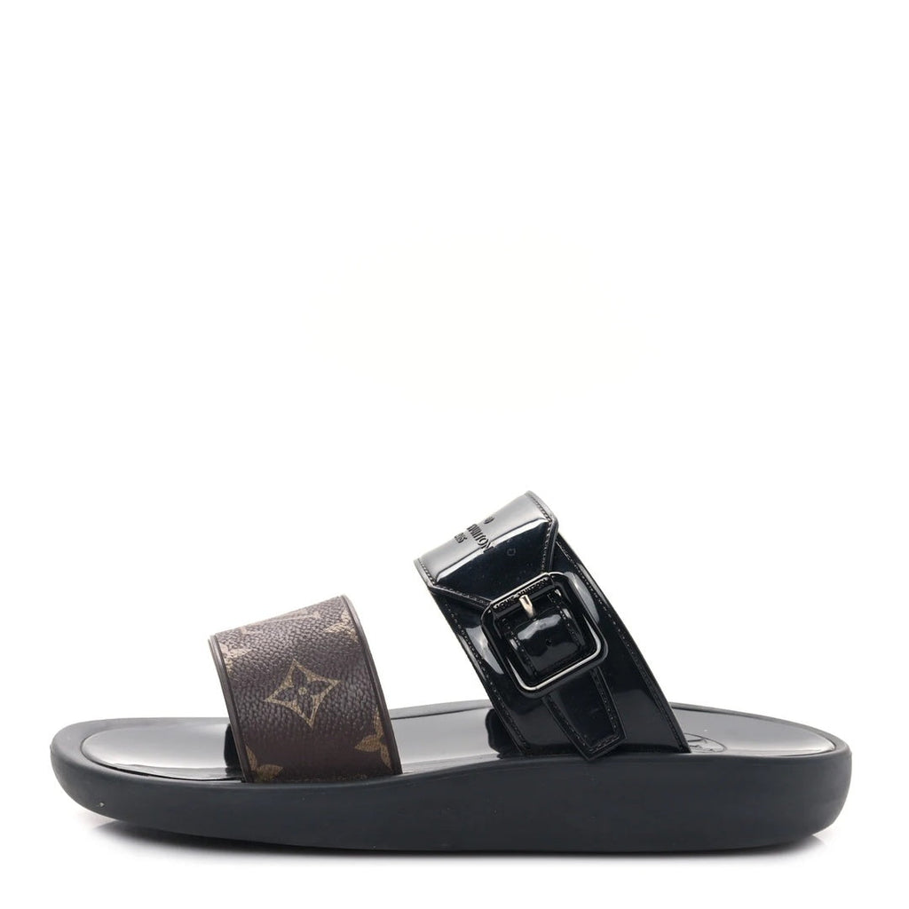LOUIS VUITTON MONOGRAM SUNBATH FLAT MULE SANDAL BLACK