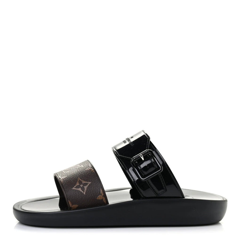 LOUIS VUITTON MONOGRAM SUNBATH FLAT MULE SANDAL BLACK