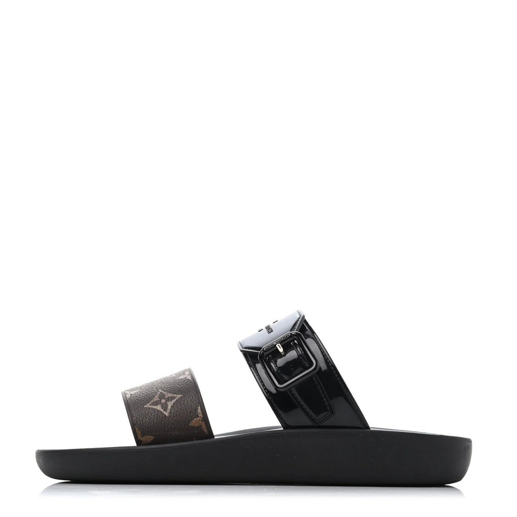 LOUIS VUITTON MONOGRAM SUNBATH FLAT MULE SANDAL BLACK